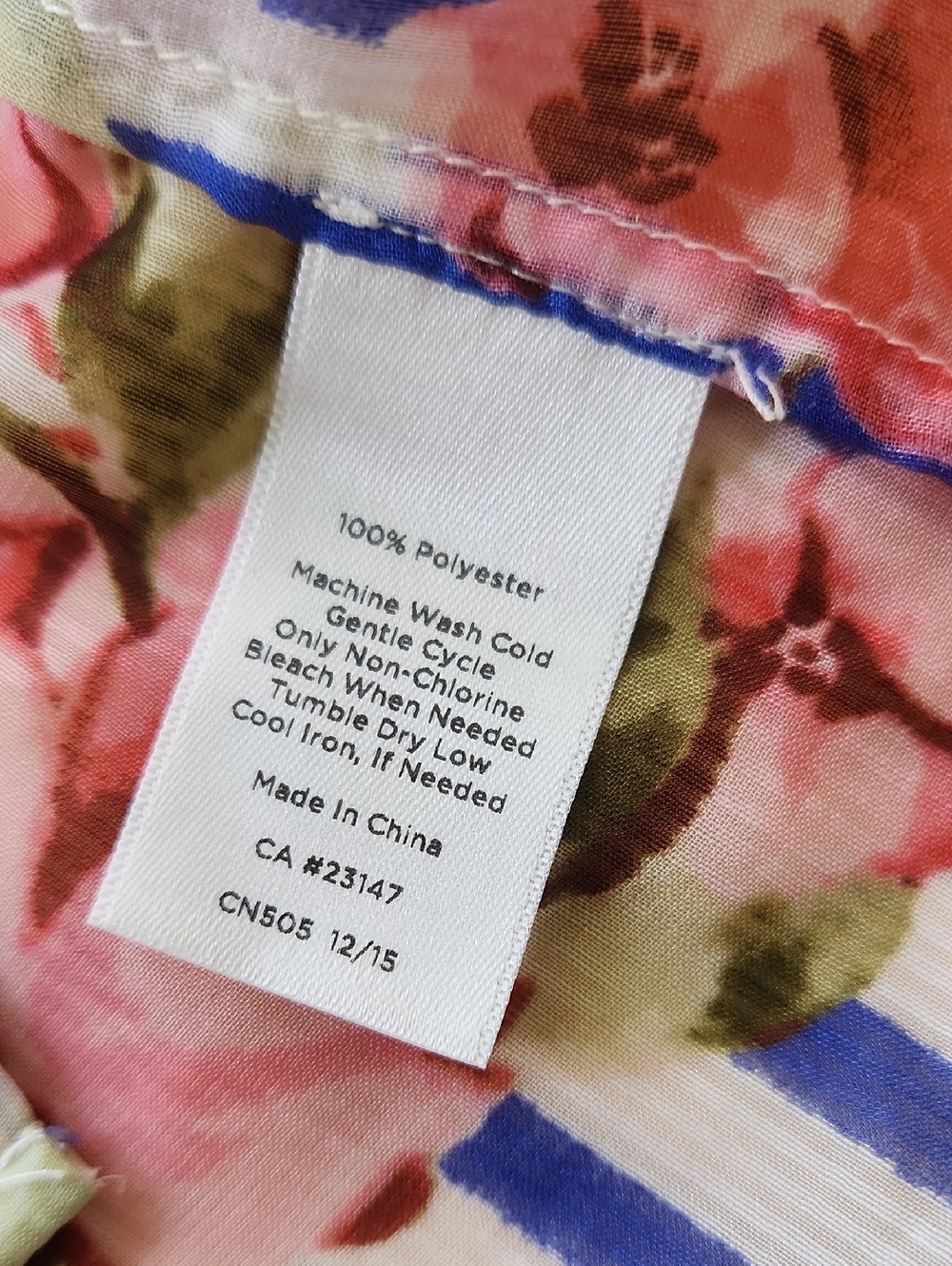 Talbots Striped Floral Long Sleeve Button Down Chiffon Blouse Size 2X - Picture 11 of 12